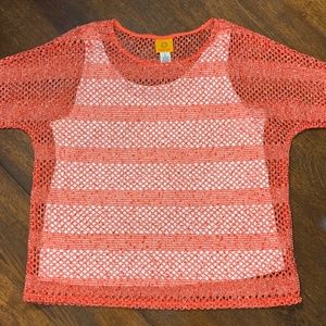 Ruby Rd Open Knit Top with Sequins and Tank Top